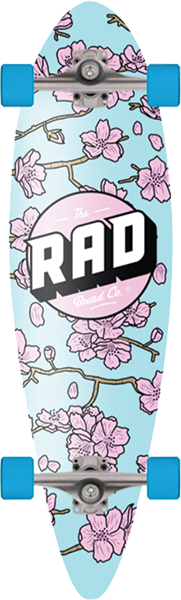 Rad Pintail Mini Complete Skateboard -9x32 Cherry Blossom Blue/Pink 