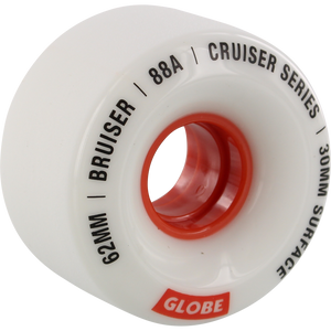 Globe Bruiser 62mm 88a White/Red Longboard Wheels (Set of 4)