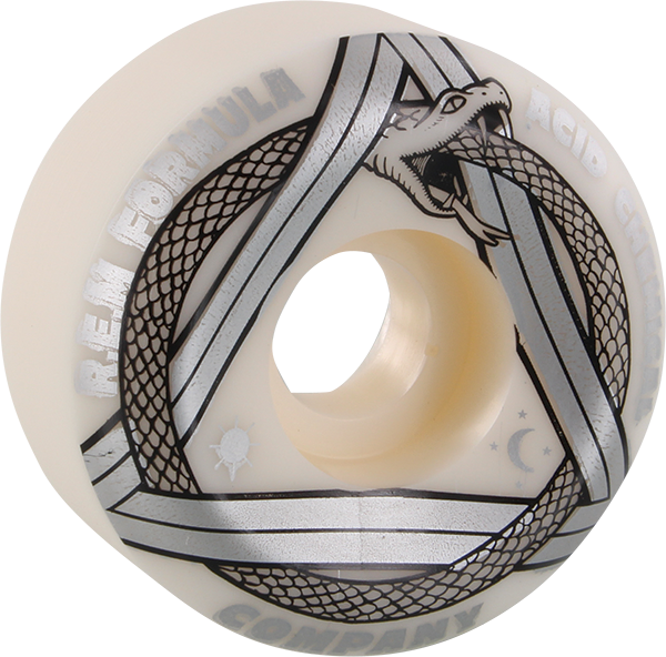 Acid Rem Serpent Sidecut 53mm 101a White/Silver Skateboard Wheels (Set of 4)