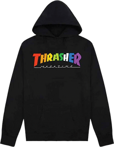 Thrasher Rainbow Mag Hood Hooded Sweatshirt - X-LARGE Black