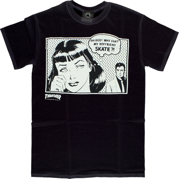 Thrasher Boyfriend T-Shirt - Size: X-LARGE Black