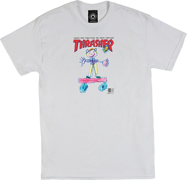 Thrasher Kid Cover T-Shirt - Size: MEDIUM White