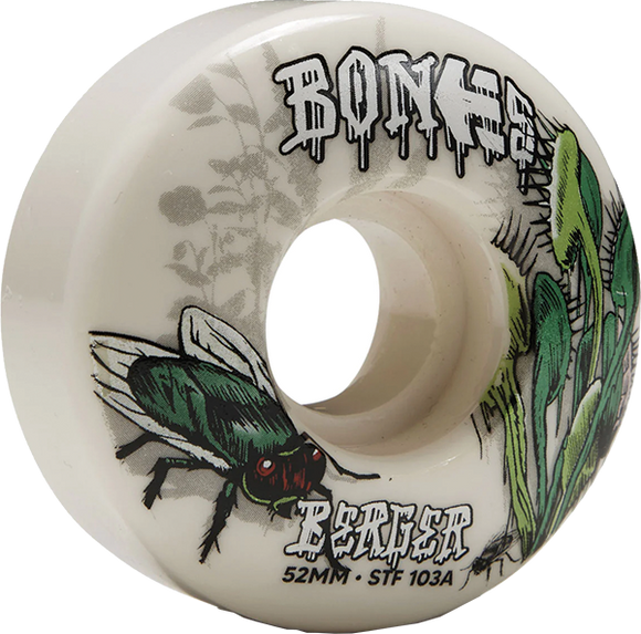 Bones Wheels Berger STF V3 Etnies Collab 52mm 103a White Skateboard Wheels (Set of 4)