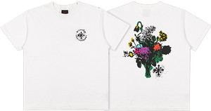 Disorder Floral Stencil T-Shirt - Size: SMALL Vintage White