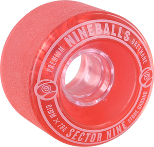 Sector 9 9 Ball 61mm 78a Clear Red Longboard Wheels (Set of 4)