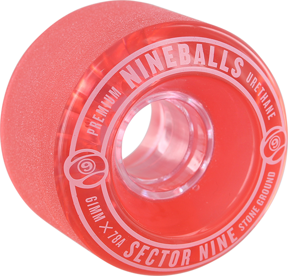 Sector 9 9 Ball 61mm 78a Clear Red Longboard Wheels (Set of 4)