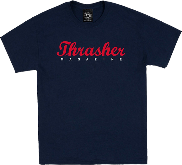 Thrasher Script T-Shirt - Size: LARGE Navy