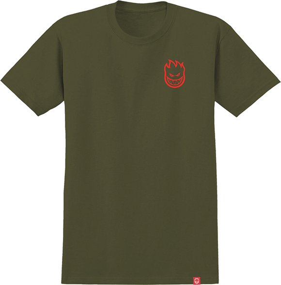 Spitfire Lil Bighead T-Shirt - Size: SMALL Military Green/Red
