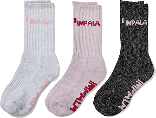 Impala 3pk Socks Sparkle White/Pink/Black 