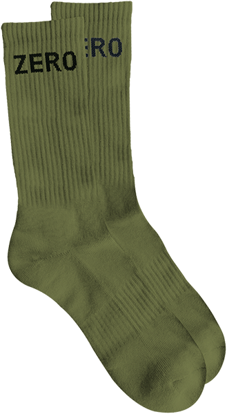 Zero Army Crew Socks Army Green/Black - Single Pair 