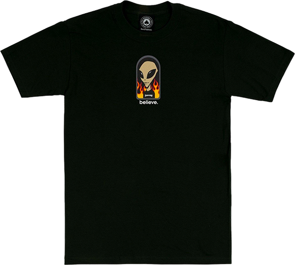 Thrasher X Alien Workshops Believe T-Shirt - Size: MEDIUM Black
