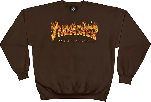 Thrasher Inferno Crew Sweatshirt - MEDIUM Dark Chocolate