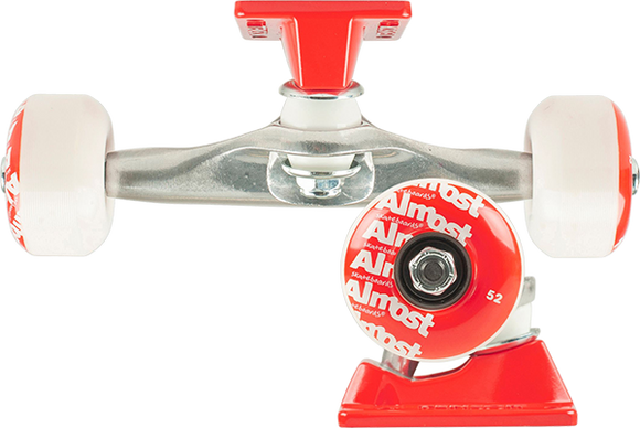 Ten/Almost Assembly 5.5 Raw/Red W/52mm Repeat Skateboard Trucks (Set of 2)