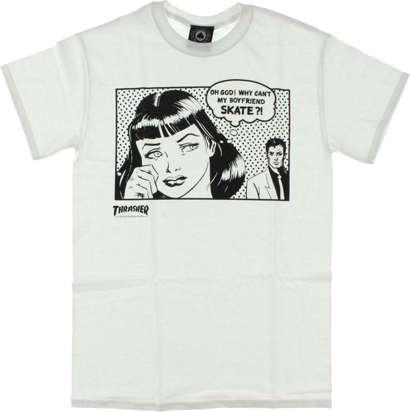Thrasher Boyfriend T-Shirt - Size: X-LARGE White