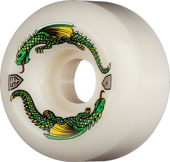 Powell Peralta Df Green Dragon 53/33mm 93a Off White Skateboard Wheels (Set of 4)