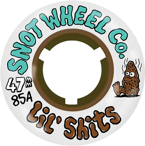 Snot Wheel Co. Lil Shits 47mm 85a White/Brown Skateboard Wheels (Set of 4)