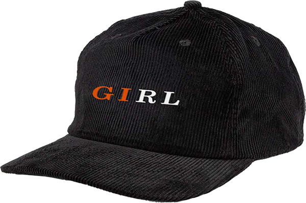Girl Serif 5p Cord Skate HAT - Adjustable Black 