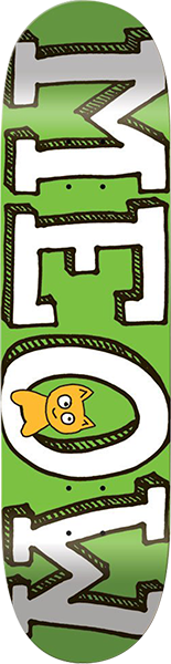 Meow Logo Mini Skateboard Deck -7.5 Green DECK ONLY