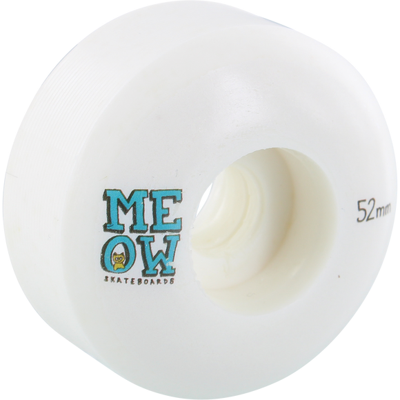 Meow Stacked Logo 52mm 100a White Skateboard Wheels (Set of 4)