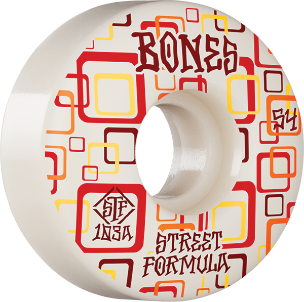 Bones Wheels STF V3 Retros 54mm 103a White Skateboard Wheels (Set of 4)