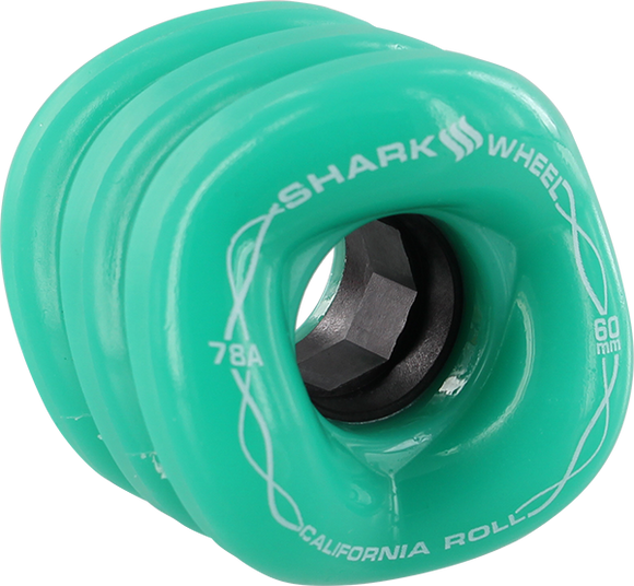 Shark California Roll 60mm 78a Solid Turquoise/White Skateboard Wheels (Set of 4)