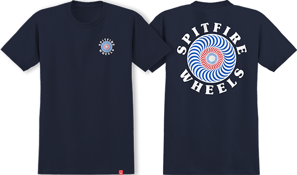 Spitfire OG Classic Fill T-Shirt - Size: SMALL Navy/White/Blue/Red