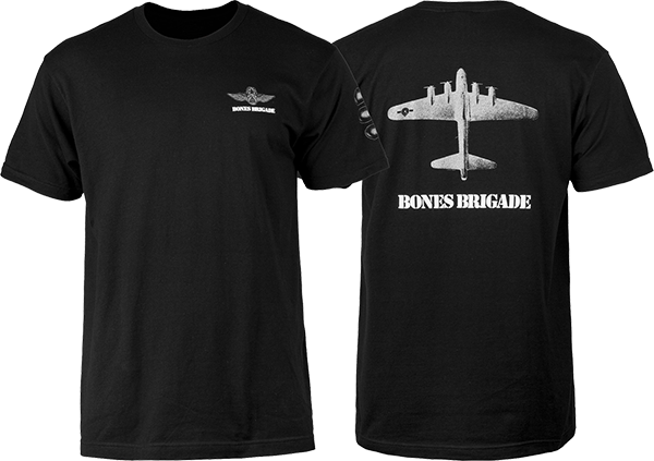 Bones Wheels Brigade Bomber T-Shirt - Size: SMALL Black