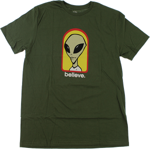 Alien Workshop Believe T-Shirt - Size: MEDIUM Olive/Yel/Red