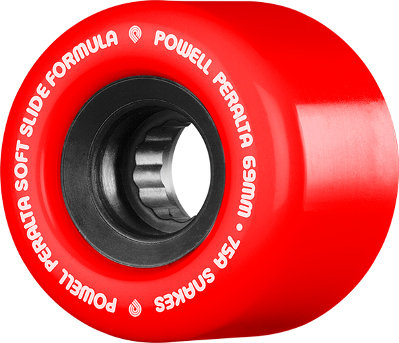 Powell Peralta Snakes 69mm 75a Red/Black W/White Longboard Wheels (Set of 4)