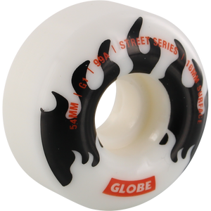 Globe G1 Street 54mm 99a White/Black/Flames Skateboard Wheels (Set of 4)