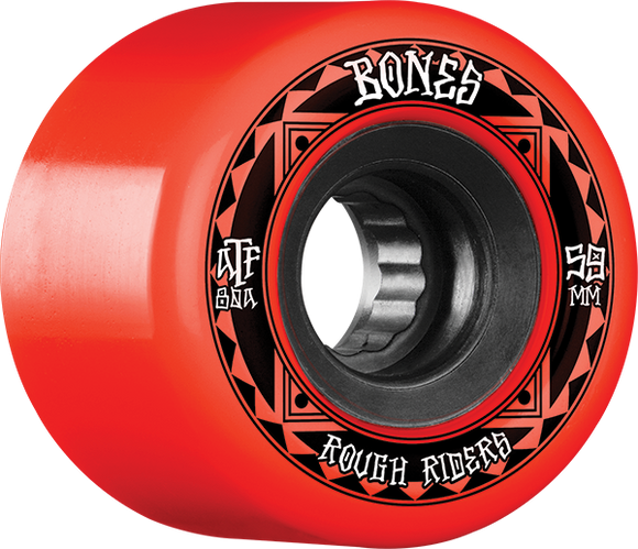 Bones Wheels ATF Rough Rider Runners 59mm 80a Red/Black Skateboard Wheels (Set of 4)