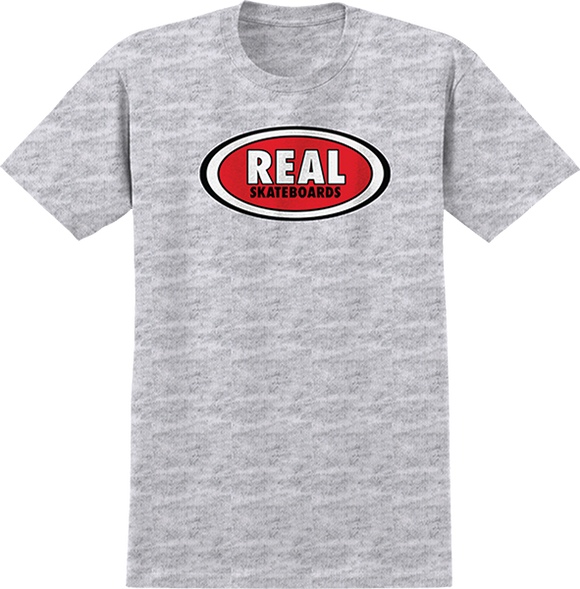 Real Oval T-Shirt - Size: SMALL Ash/Red