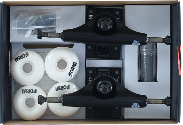 Ins Component Pack 4.75 Black/Black W/52mm White Skateboard Trucks (Set of 2)