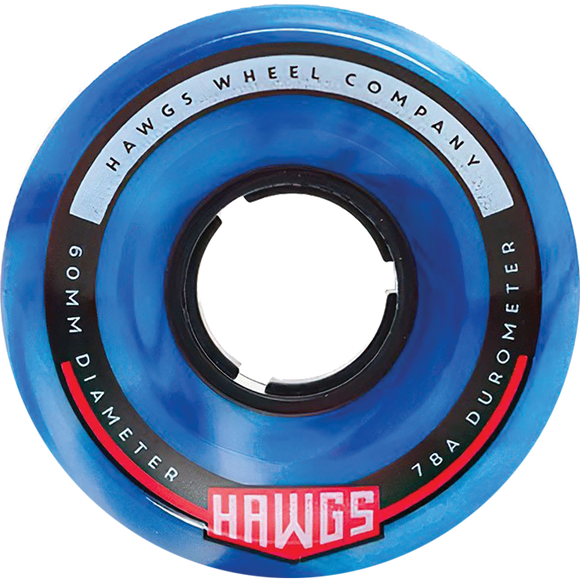 Hawgs Chubby Hawg 60mm 78a Blue/White Swirl Skateboard Wheels (Set of 4)
