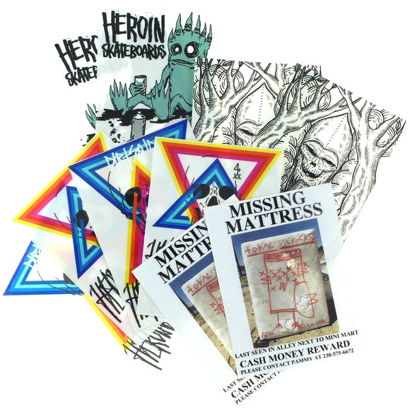 Heroin 10/Pk Assorted Holiday 16 Sticker Pack | Universo Extremo Boards Skate & Surf