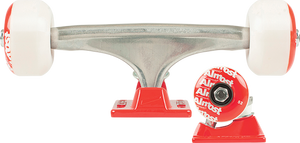 Ten/Almost Assembly 5.25 Raw/Red W/52mm Repeat Skateboard Trucks (Set of 2)