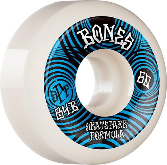 Bones Wheels SPF P5 Ripples 60mm 84b White/Blue Skateboard Wheels (Set of 4)