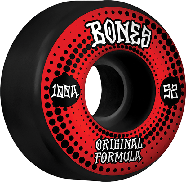 Bones Wheels 100'S Og V4 Originals 52mm 100a Black Skateboard Wheels (Set of 4)