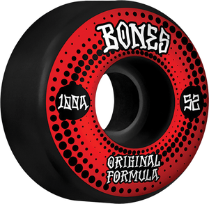 Bones Wheels 100'S Og V4 Originals 52mm 100a Black Skateboard Wheels (Set of 4)