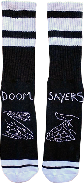 Doom Sayers Snake Shake Crew Socks Black/White - Single Pair 