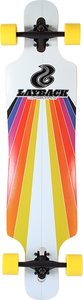 Layback Sun Stripe Drop Through Complete Skateboard -9.75x40 White 