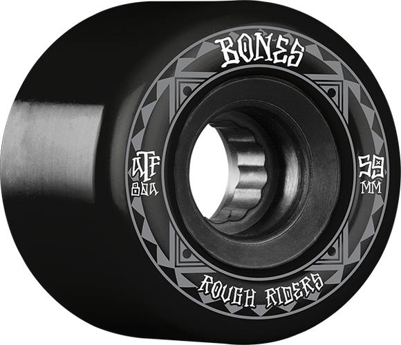 Bones Wheels ATF Rough Rider Runners 59mm 80a Black/Black Skateboard Wheels (Set of 4)