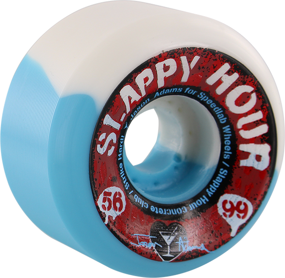 Speedlab Adams Slappy Hour 56mm 99a White/Blue Swirl Skateboard Wheels (Set of 4)