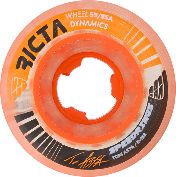 Ricta Asta Speedrings Slim 53mm 95a Clear//Orange Skateboard Wheels (Set of 4)