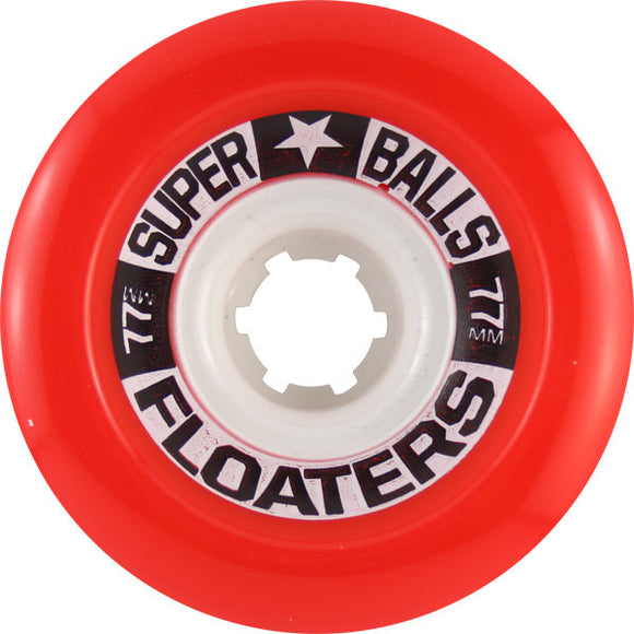 Earthwing Superballs Floater Red / White Longboard Wheels - 77mm 78a (Set of 4) - Universo Extremo Boards