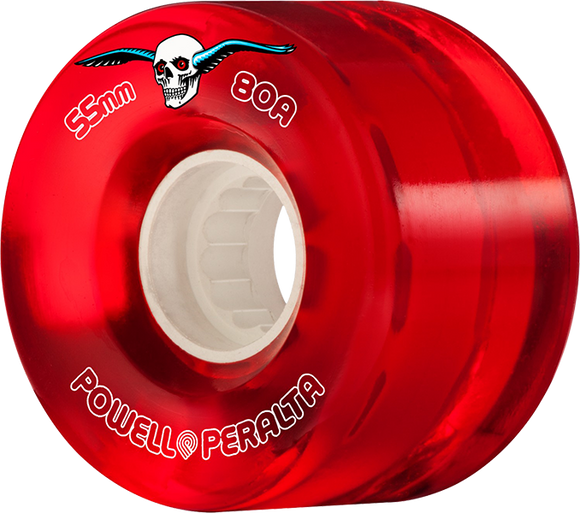 Powell Peralta Clear Cruiser 55mm 80a Red Skateboard Wheels (Set of 4)