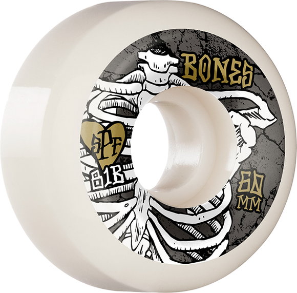 Bones Wheels SPF P5 Rapture 60mm 81b White/Grey/Gold Skateboard Wheels (Set of 4)