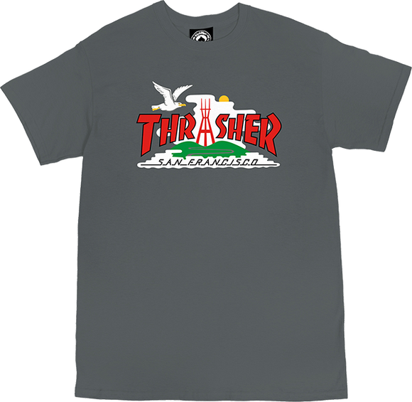 Thrasher The City T-Shirt - Size: LARGE Charcoal