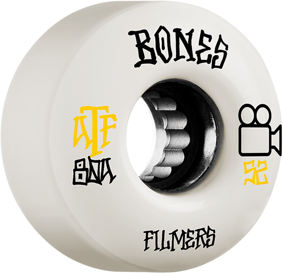 Bones Wheels ATF Filmers 52mm 80a White Skateboard Wheels (Set of 4)