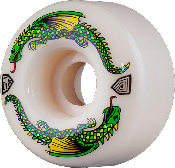 Powell Peralta Df Green Dragon 54/34mm 93a White Skateboard Wheels (Set of 4)
